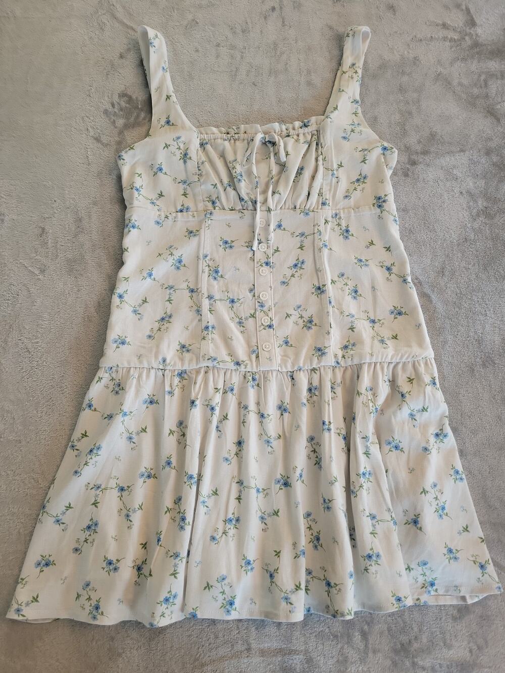 Women's Babydoll Mini Dress Size M Coquette Fairycore Cottage Core Ruffle Floral